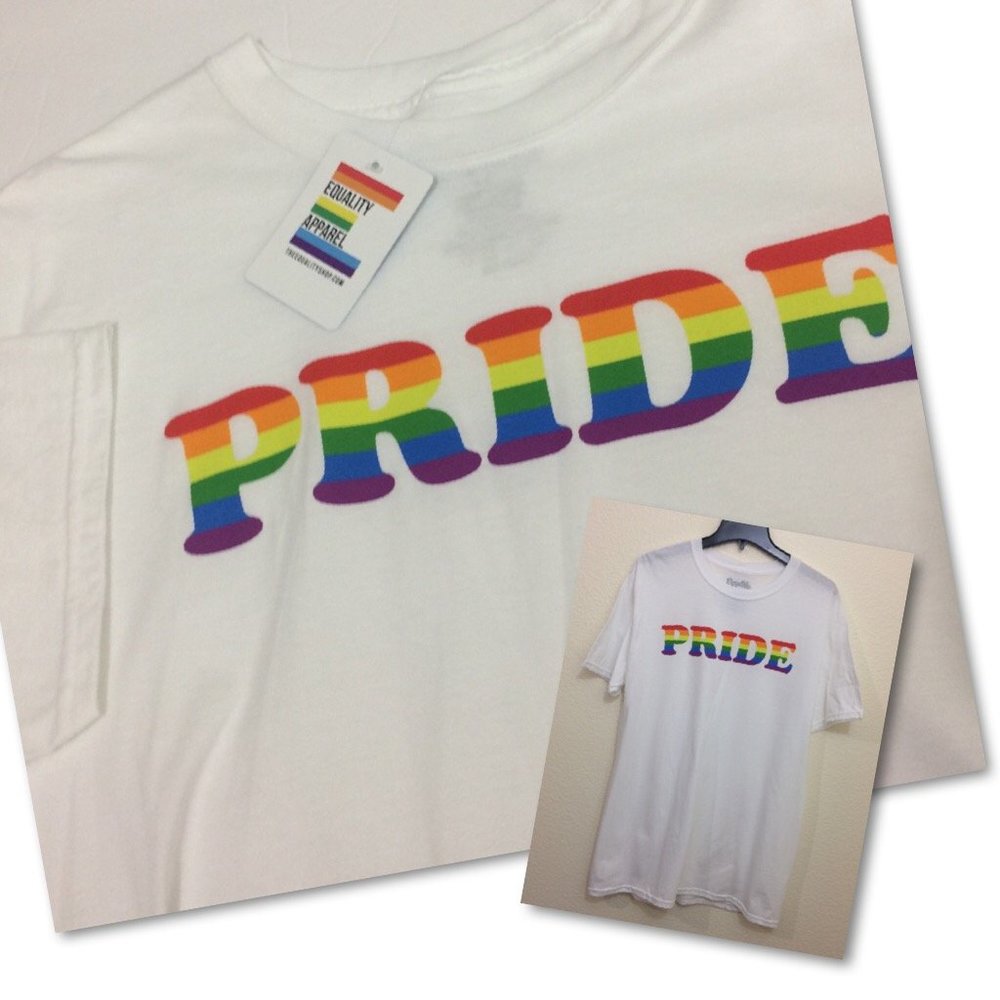 PRIDE T-shirt White Crew Neck Mens Large NWT
